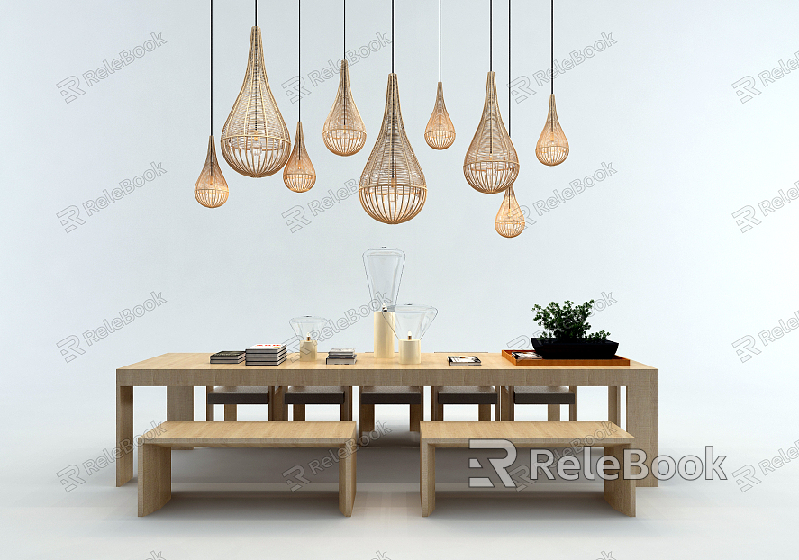 Modern Table and Chair Combination Natural Chandelier Tea Table Accessories model