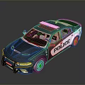 Modern Black White Police Car Featuring Roof Lights And Reflective Finish