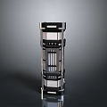 Scenic Outdoor Scene With Modern Metal Tower Structure And Gray Background