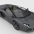 Luxury Gray Convertible Sports Car with Sleek Body Open Top and Black Wheels