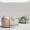 Modern Beige Fabric Single Sofa With Rounded Design And Comfortable Metal Frame 3d model