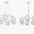 Modern Spherical Glass Chandeliers With Black And White Shades For Home Interior