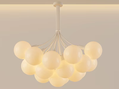 Elegant Modern Minimalist Indoor Chandelier With Multiple White Spherical Illuminated Globes 3d model