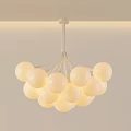 Elegant Modern Minimalist Indoor Chandelier With Multiple White Spherical Illuminated Globes