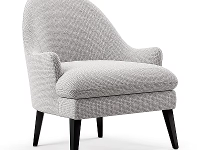 Light Gray Fabric Armchair With Comfortable Seat Cushion And Black Wooden Legs 3d model