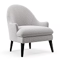 Light Gray Fabric Armchair With Comfortable Seat Cushion And Black Wooden Legs