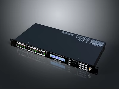 Black Rackmount Computer Device With Multiple Ports Control Panel LCD Display And Indicator Lights 3d model