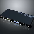Black Rackmount Computer Device With Multiple Ports Control Panel LCD Display And Indicator Lights 3d model