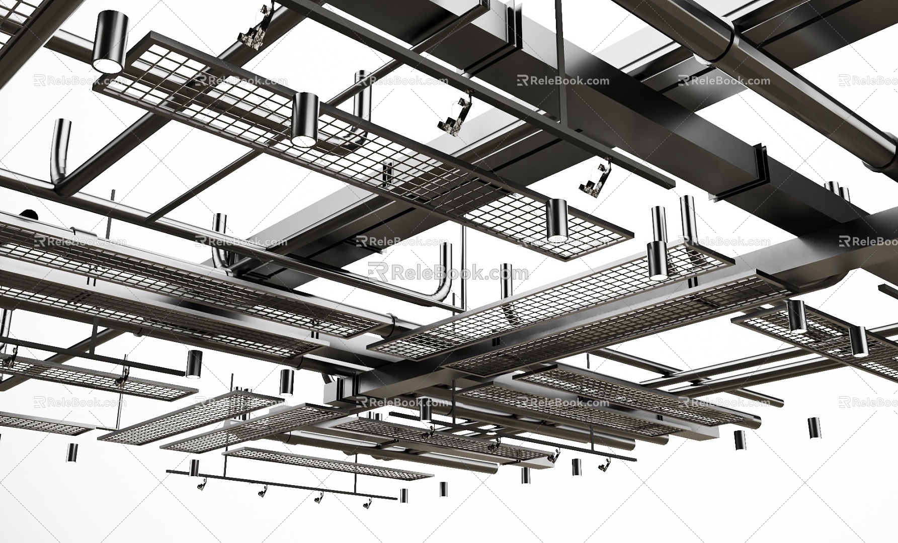 Industrial LOFT Pipe Ceiling Pipe Bare Top Air Conditioning Fire Pipe 3d model