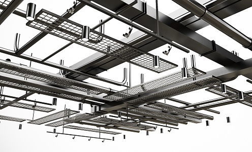 Industrial LOFT Pipe Ceiling Pipe Bare Top Air Conditioning Fire Pipe 3d model