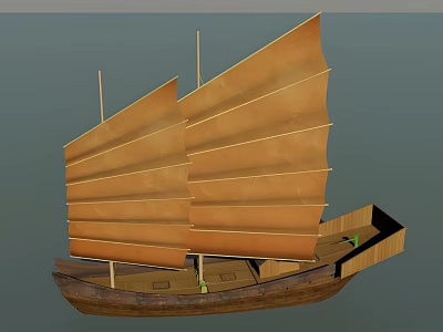 wooden boat cartoon wooden boat game props 3d model
