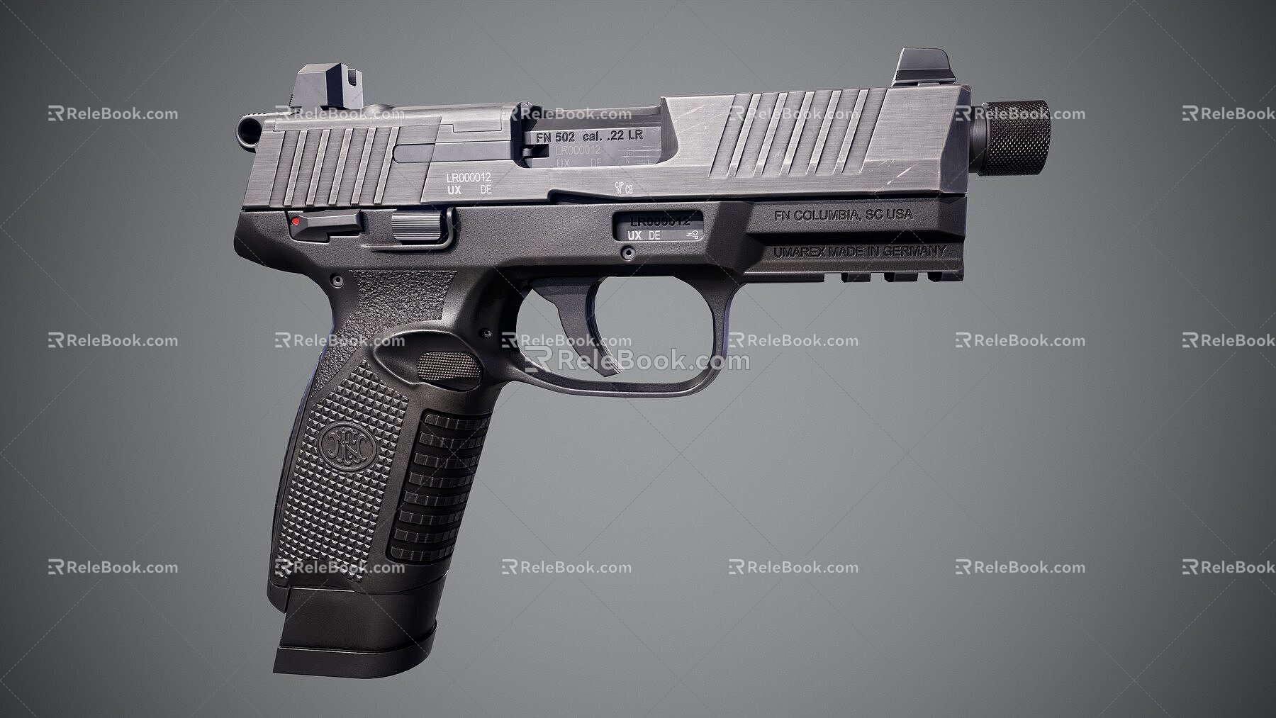 FN502 Tactical Pistol Weapon Automatic Firearms 3d model