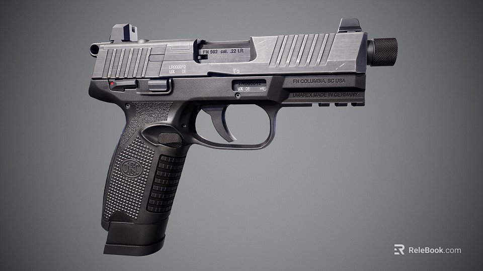 Modern Tactical Pistol Weapon With Black Finish And Textured Grip 3d model 