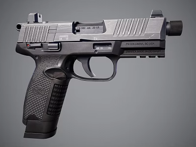 Modern Tactical Pistol Weapon With Black Finish And Textured Grip 3d model