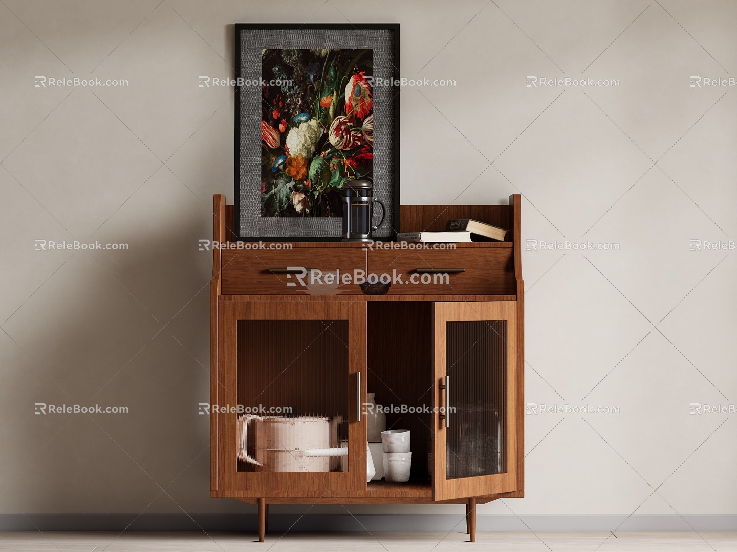 Log Middle Style Sideboard Sideboard 3d model