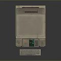 Vintage Retro Computer With Large Screen Monitor Red Green Interface Data Charts Keyboard Control Panels