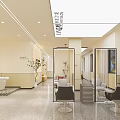 Modern Hair and Beauty Salon Interior With Styling Chairs Mirrors Waiting Sofa And Storage Cabinets