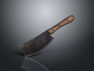 Vintage Cleaver Weapon Featuring Wooden Handle Metal Blade Worn Texture And Smooth Surface Reflection 3d model