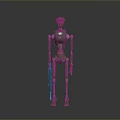 Green Mechanical Robot With Blue Chest Device And Red Tool In Gray Background 3d model