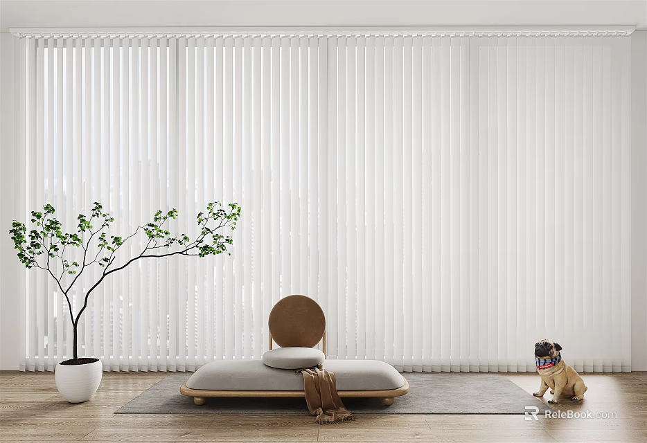 White Window Blinds For Minimalist Interior With Light Filtering Design And Wooden Floors 3d model 