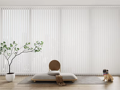 White Window Blinds For Minimalist Interior With Light Filtering Design And Wooden Floors 3d model