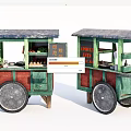 Functional Mobile Food Cart With Storage Drawers And Food Service Signage