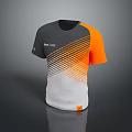 Modern Gray Orange White Short Sleeve T-shirt With Diagonal Striped Abstract Pattern