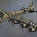 Vintage Military Fighter Aircraft With Multi Propellers Wings And Star Insignia