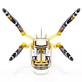 Futuristic Warship With Blue White Gold Mechanical Structure And Aerodynamic Design