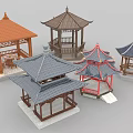 Different Traditional Chinese Pavilion Models With Various Roof Styles And Designs