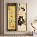 New Chinese Decorative Painting Figure Buddha Lotus Ink Hanging Painting 3d model