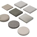 Assorted Fabric Cushions In Various Shapes With Textured And Plain Design Patterns