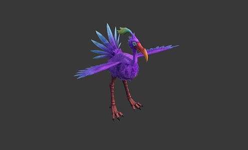 Modern bird hand painted bird 3d model