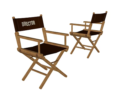 Director's Chair With Wooden Frame Black Seat Armrests And Folding Design 3d model