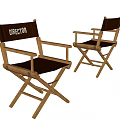 Director's Chair With Wooden Frame Black Seat Armrests And Folding Design