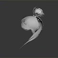 Game Film Character 3D Model With White Long Hair High Bun Flowing Ornaments Exquisite Styling
