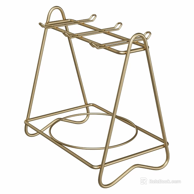 Gold Metal Cookware Holder For Organizing Kitchen Tools With Modern Design 3d model 