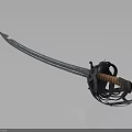 Ancient Medieval Sword With Intricate Metal Blade And Leather Wrapped Hilt
