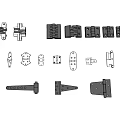 Various Black And Silver Metal Hardware Accessories For Furniture And Door Use