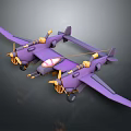 Cosmic Aerospace Purple Twin Body Aircraft Model With Four Propellers And Wings