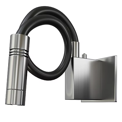 Modern Wall Light With Brushed Stainless Steel Cylindrical Body And Black Cable 3d model