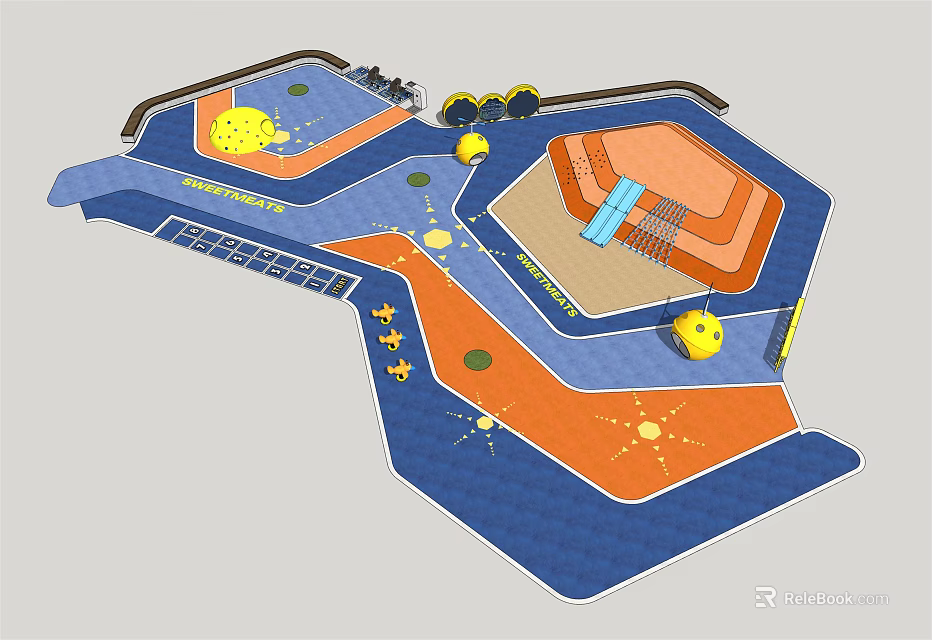 Colorful Children Playground Design Layout With Various Play Structures And Activity Areas 3d model