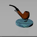 Elegant Red Smoking Pipe with Black Stem on Blue Textured Base for Daily Use