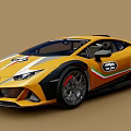 Sporty Yellow Sports Car With 63 Logo And Racing Stripes
