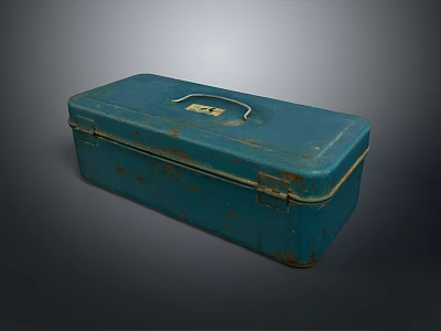Vintage Blue Metal Toolbox With Handle Practical Storage For Daily Living Needs 3d model