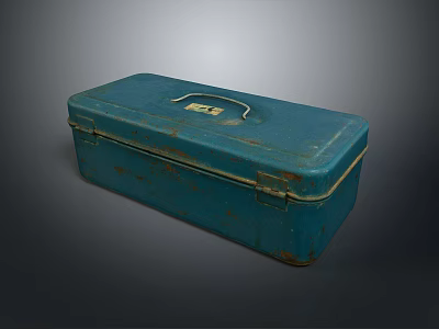 Vintage Blue Metal Toolbox With Handle Practical Storage For Daily Living Needs 3d model Vintage Blue Metal Toolbox With Handle Practical Storage For Daily Living Needs 3d model