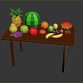 Colorful Assorted Fresh Fruits On Brown Wooden Table With Pineapple Watermelon Apple Banana And Grapes