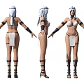 Game Character Design Featuring Silver Hair Bikini Outfit Arm Leg Straps And Headpiece 3d model