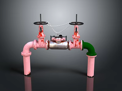 Pipe water pipe valve iron pipe fitting flange tee joint pipe water pipe valve 3d model