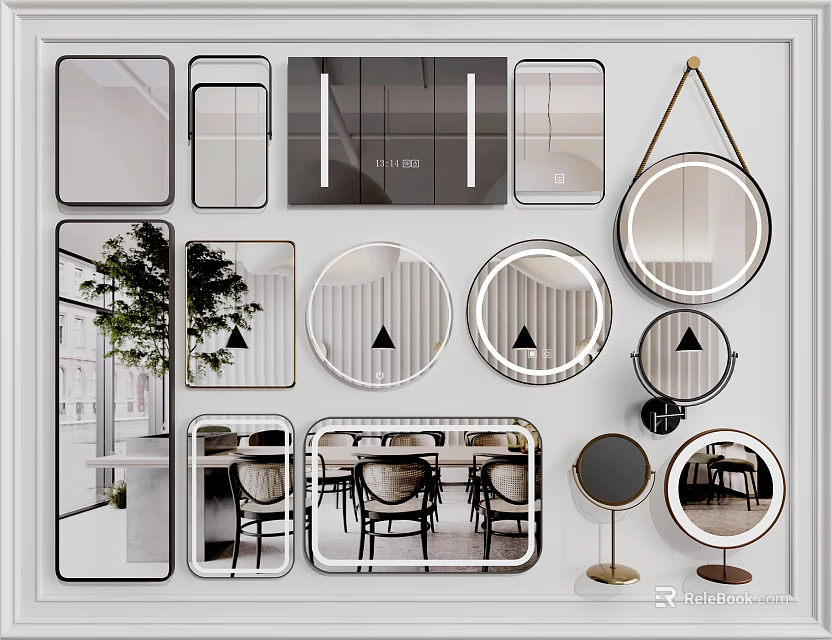 Various Decorative Mirrors With Different Shapes And Designs For Modern Interior Decor 3d model 